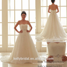 2017 new collection strapless crystal beadings on waistband tulle skirt bride's wedding dress